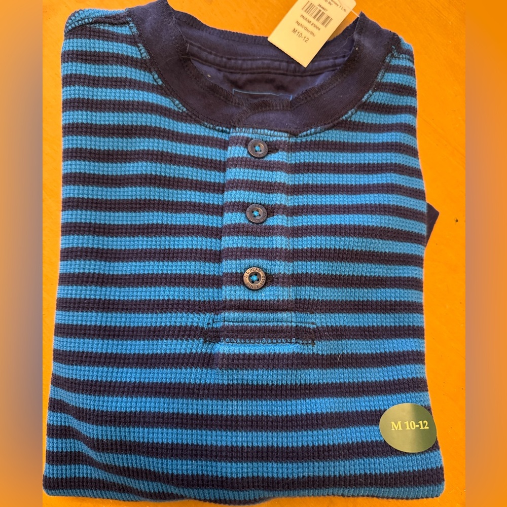 L.L.Bean youth medium button down striped shirt NWT